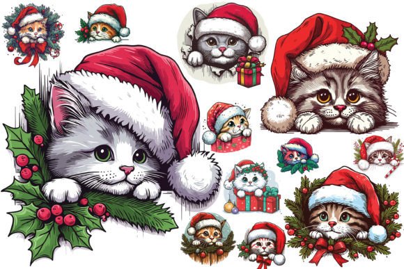 12 X Christmas Cat Peeking Out Bundle Review