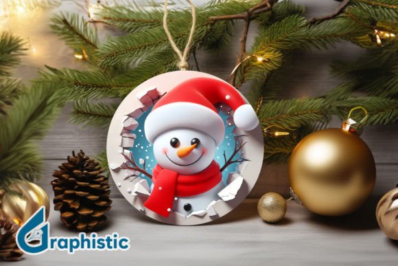 3D Snowman Christmas Ornament Front 42 Illustrations