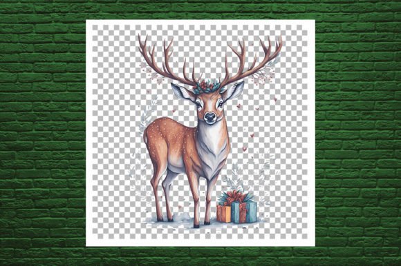 A Cute Deer Decorate with Christmas Illustrations