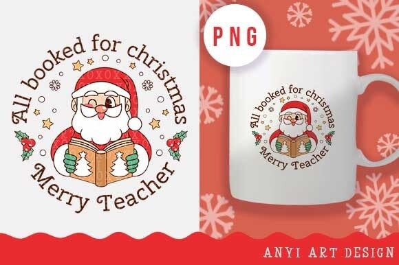 All Booked for Christmas Sublimation PNG Illustrations