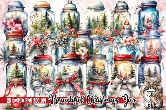 Beautiful Christmas Jar Clipart PNG for Illustrations
