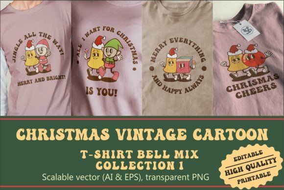 Christmas Bell Mix Vintage Cartoon Illustrations Review