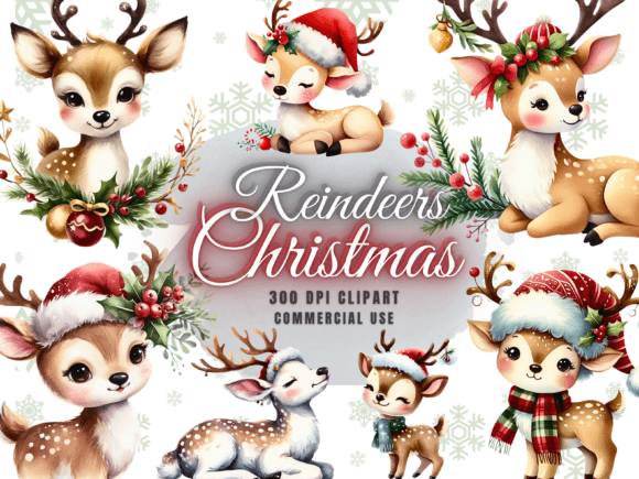 Christmas Clipart - Reindeer Clipart for Festive Crafting