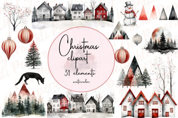 Christmas Clipart, Tree Houses & Illustrations for Seasonal Content