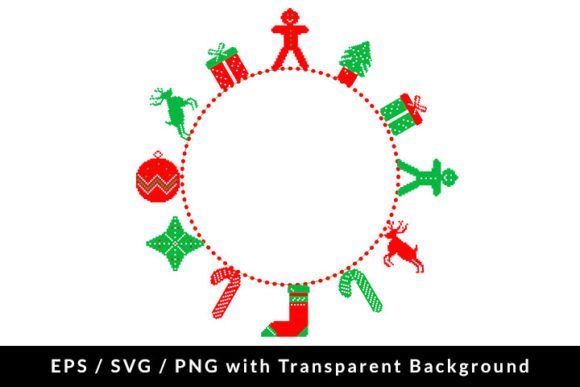 Christmas Frame Pixel Art SVG EPS PNG for Handmade Creations
