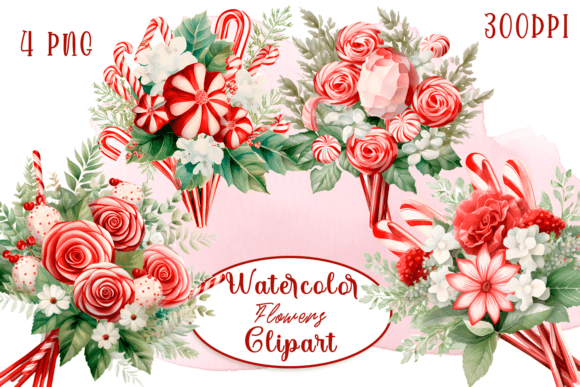 Christmas Graphics, Floral Cliparts for Modern Illustrations
