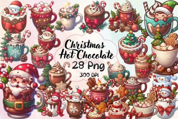Christmas Hot Chocolate Bundle Clipart for Festive Branding