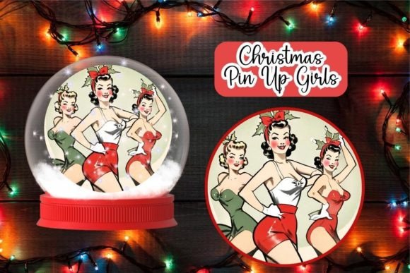 Christmas Pin Up Girls Clipart for Festive Crafting