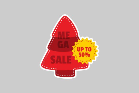 Christmas Sale Sticker Design Isolated for Illustrations