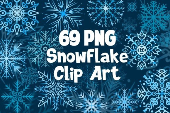 Christmas Snowflake Watercolor Clip Art for Editorial Use