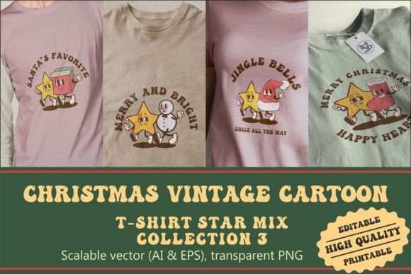 Christmas Star Mix Vintage Cartoon Illustrations Review