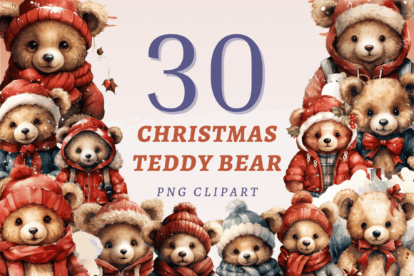 Christmas Teddy Bear PNG Bundle for Modern Illustrations