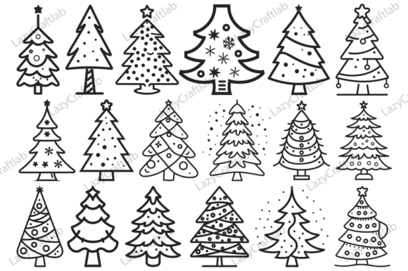Christmas Tree Outline Vector Art SVG for Illustrations