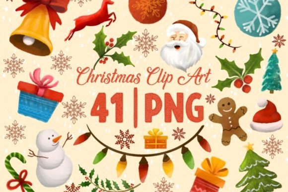 Christmas Watercolor Clip Art for Festive Illustrations