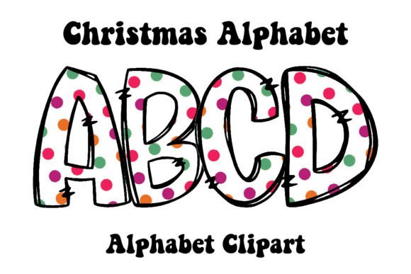 Cute Red Green Dots Christmas Alphabet Illustrations