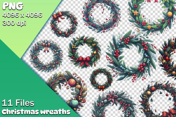 Festive Christmas Wreath Illustrations