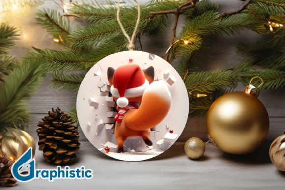 Fox 3D Christmas Ornament PNG Back 09 Illustrations
