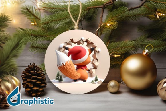 Fox 3D Christmas Ornament PNG Back 11 Illustrations