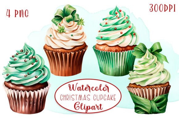 Funny Christmas Cupcake Sublimation Illustrations
