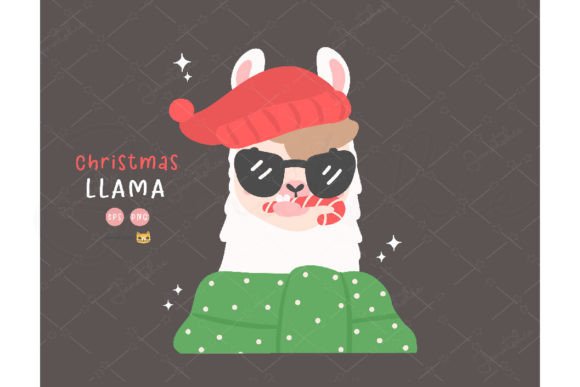 Kawaii Christmas Llama Clipart PNG for Festive Illustrations