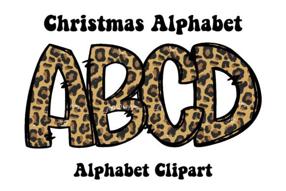 Leopard Christmas Doodle Alphabet Png for Festive Illustrations
