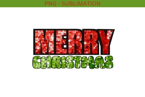 Merry Christmas Sequin Glitter Letters Illustrations