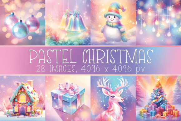 Pastel Christmas Digital Papers for Handmade Creations
