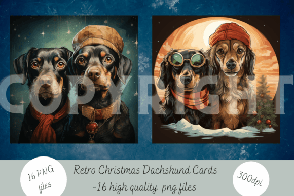 Retro Christmas Dachshunds: Festive Illustrations for Holiday Branding