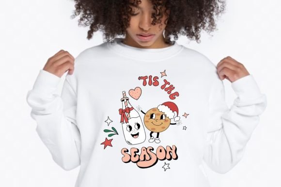Retro Groovy Christmas Tis the Season Illustrations