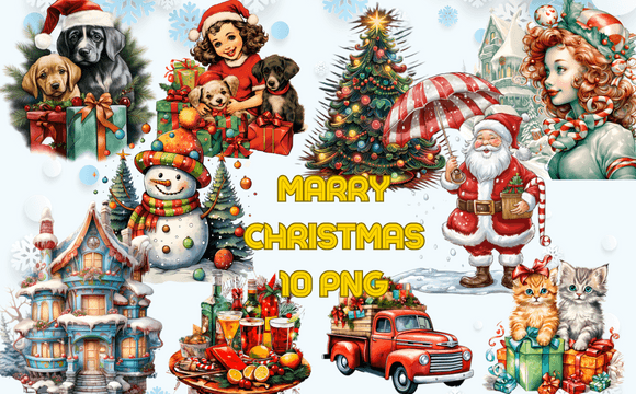 Retro Vivid Christmas Embroidery Bundle