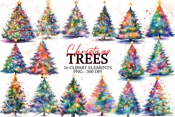 Watercolor Colorful Christmas Tree Illustration Review