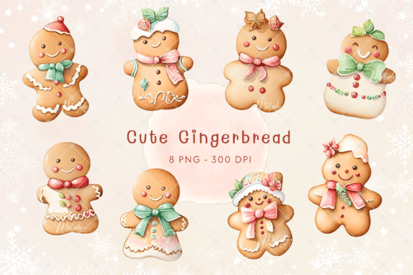 Watercolor Cute Gingerbread in Christmas for Branding
